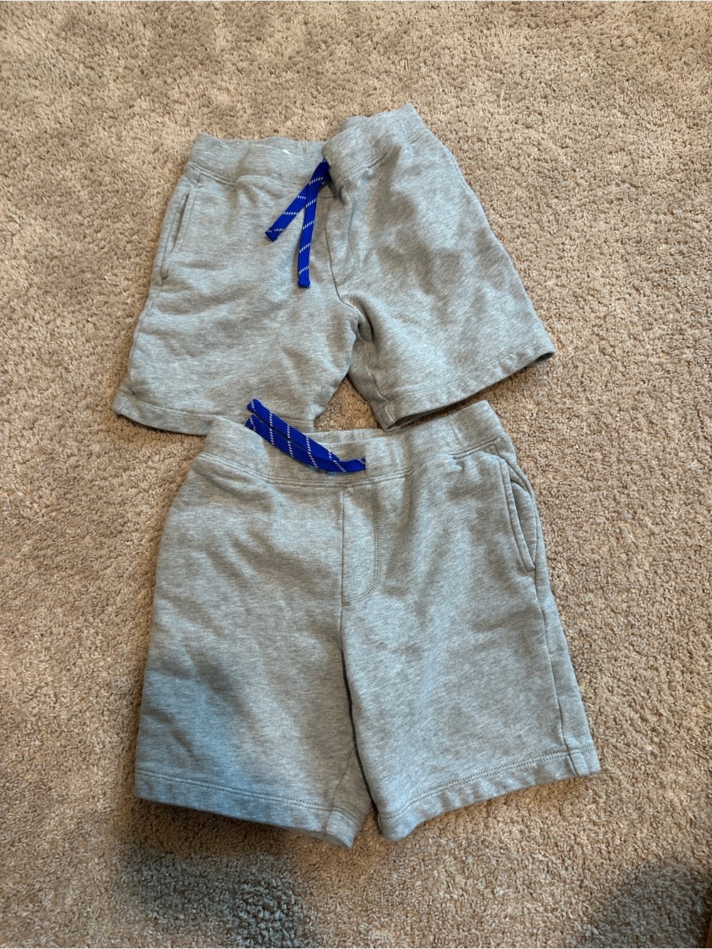 Crewcuts Kids Gray Pull-On Shorts with Blue Drawstring- bundle of 2